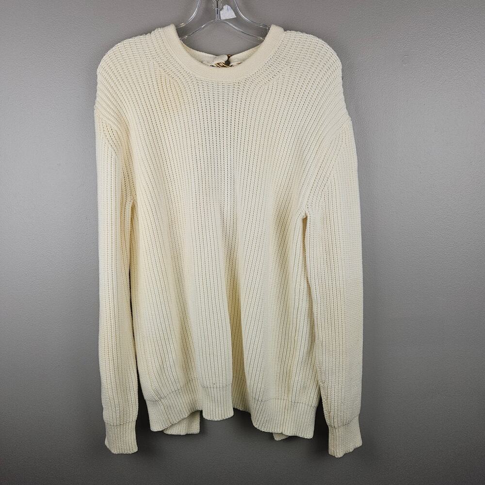 Alexander Wang Open Back Heavy Knit Sweater Ivory Gold Rings Size Medium